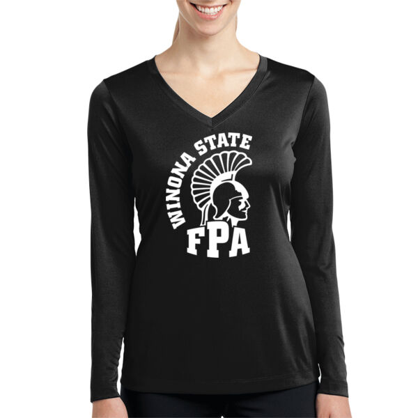 Sport-Tek Womens Long Sleeve PosiCharge Competitor V-Neck Tee - Printed Logo Thumbnail