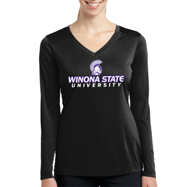 Sport-Tek Womens Long Sleeve PosiCharge Competitor V-Neck Tee - Printed Logo Thumbnail